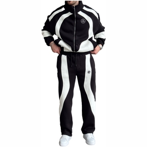 Conjunto Deportivo de Hombre Premium de Alta Calidad, Corte Holgado, Tejido Acanalado, con Ribete de 3 Hilos - Negro - Product Image 4