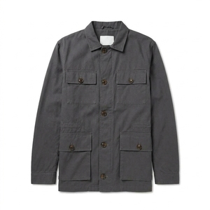 Custom 100% Cotton Mens Waxed <b>Jackets</b> With Turn-down Collar <b>Work</b> Style Fleece Waterproof <b>Jacket</b> - Product Image 4