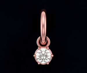 Boucles d'oreilles créoles classiques pour femme en or 14 carats plaqué rhodium avec diamant solitaire de laboratoire taille ronde - Product Image 1