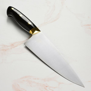 Cuchillo de Chef Profesional Hecho a Mano de Acero Damasco 440C con Hoja de Acero Inoxidable, Mango de Madera y Funda de Cuero para Rebanar, Picar y Uso Culinario - Product Image 1