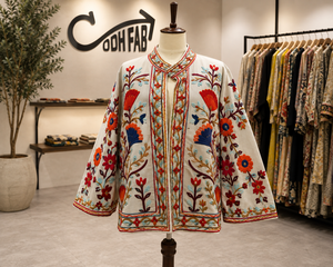 Hand Embroidered Suzani Jacket <b>Women</b> Floral Boho <b>Coat</b> Vintage Ethnic Designer Outerwear Winter Stand 100% Cotton Wholesale - Product Image 1