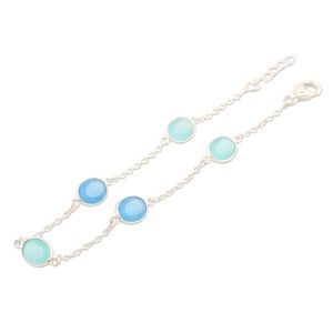 Pulsera de Cadena de Plata de Ley 925 con Calcedonia Azul Natural, Joyería Elegante Hecha a Mano con Piedras Preciosas, Regalo - Product Image 5