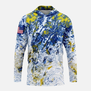 Haut de pêche personnalisé à manches longues en polyester camouflage anti-UV à faible MOQ - Acheter un maillot de pêche, un sweat à capuche de pêche à manches longues - Product Image 1