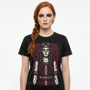 Camiseta al por mayor para mujer con gráfico de zombi, estilo vintage desgastado, camiseta de algodón con estampado personalizado, top de moda para mujer - Product Image 6