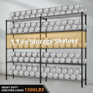 Scaffalatura a 5 Ripiani in Filo Metallico NSF, Capacità di Carico 1500 Libbre, 147 x 46 x 183 cm, Struttura in Metallo e Plastica, Ripiani Regolabili - Product Image 5