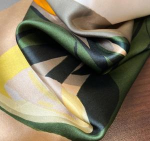 Wholesale Adult Casual Summer Women Retro Cashew <b>Scarf</b> Soft Floral Printed <b>Square</b> Custom Head Wrap Fashion Satin Silk <b>Scarf</b> - Product Image 3