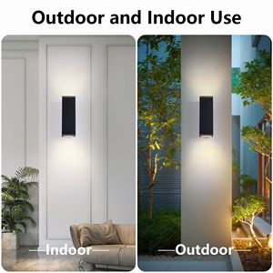 Modern Outdoor <b>Wall</b> <b>Sconce</b> 2-<b>Light</b> Aluminum Rectangular Tube Tempered Glass Waterproof Patio <b>Light</b> - Product Image 3