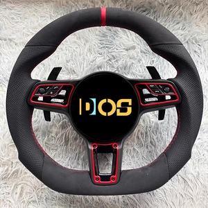 Volant en cuir <span class=keywords><strong>orange</strong></span> personnalisé DOS pour Porsche Cayenne Macan Cayman 718 991 911 Panamera Volant en <span class=keywords><strong>fibre</strong></span> de carbone avec LED - Product Image 5