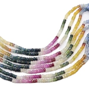 Cuentas Redondas Facetadas de Zafiro Multicolor Natural de 4MM, Cuentas de Zafiro Multicolor, Cuentas de Piedras Preciosas Arcoíris para Hacer Joyas y Collares - Product Image 1