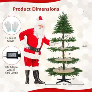 Rotating 6.5FT Christmas <b>Tree</b> 4-Tier Display Shelves with 220 <b>LED</b> <b>Lights</b> & 11 Modes 280 Branch Tips Decorations - Product Image 5