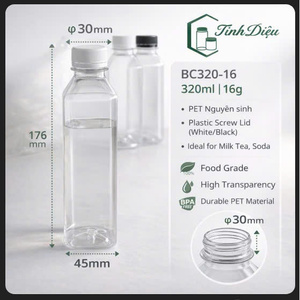 320ml Food Grade for Clear <b>Plastic</b> PET Beverage Bottle with 30mm Screw <b>Cap</b> for Juice Milk Tea - Product Image 3