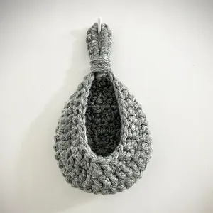 Crochet grey len bông sợi dây thừng treo giỏ trang trí nội thất tường treo lưu trữ giỏ tường trồng chủ giỏ từ Ấn Độ