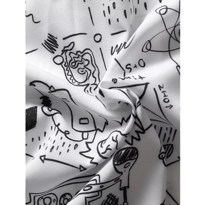 Chemises de smoking d'été pas chères pour hommes, en flanelle, boutonnées, à manches courtes, décontractées, à motif géométrique, en lin et coton écologique - Product Image 2