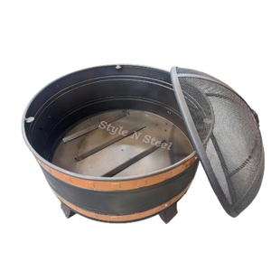 Foyer extérieur en fer noir avec peinture résistante à la chaleur, design autoportant, pour charbon/bois, idéal pour l'extérieur et le barbecue - Product Image 1