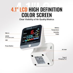 Monitor Professionale 8-IN-1 per la Qualità dell'Aria, Contatore di Particelle 8-IN-1 per PM2.5, PM10, PM1.0, Formaldeide, Temperatura, TVOC, AQI - Product Image 5