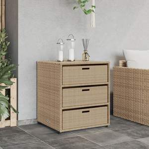 Mueble de Jardín Mediano para Almacenamiento, Color Beige, Ratán Sintético PE con Acero con Recubrimiento en Polvo, Muebles Elegantes para Exteriores - Product Image 3