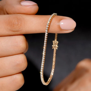 Bracelet tennis en diamant de laboratoire 2MM, or jaune 14K de haute qualité, certifié IGI, bijoux de mariage tendance unisexe - Product Image 3