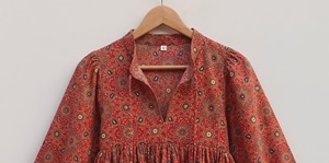 Cotton Lace Floral Hand Block Print Women's Indian Boho Style Tank <b>Tops</b> - Product Image 6