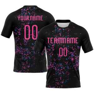 Custom Sublimated <b>Volleyball</b> Jersey <b>Set</b> Black Pink Blue Crew Neck Short Sleeve Moisture Wicking Unisex Adult Athletic Fit - Product Image 2