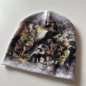 Bonnet en tricot jacquard personnalisé à motif sublimé, style court en acrylique, avec logo personnalisé, imprimé graphique – Vente chaude - Product Image 4