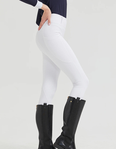 Culotte d'équitation unisexe en jean léger, taille mi-haute, fermeture éclair, coupe slim extensible, antidérapante - Product Image 5