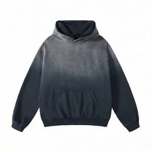 Sudadera con capucha oversize para hombre, estilo vintage, con lavado ácido, de felpa francesa gruesa, con cremallera, teñido liso, para invierno, estilo urbano, color personalizado - Product Image 1