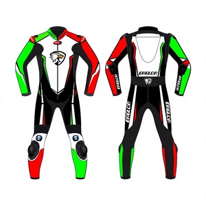 Traje de Carreras de Motocicleta de Cuero Tricolor Personalizado para Hombre GSXR, Mono de Una Pieza/Traje de Motociclista OEM con Protección CE, Manga Larga, 280g - Product Image 1