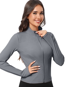2026 Women Long Sleeve Fitness Training Jacket Breathable Stretch Activewear For Gym Running Workout Yoga <b>Pilates</b> - Product Image 1