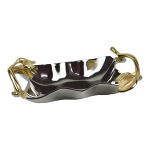 Gold Painted Serving Platters With Handle Dessert Dishes <b>Dinner</b> <b>Tray</b> Square Plate Fresh Metal For Restaurant Serving <b>Trays</b> - Product Image 5