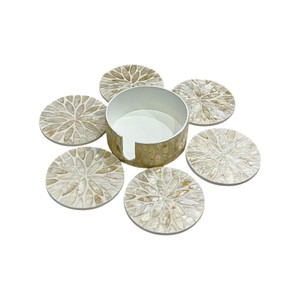 Elegant Shell Inlay <b>Drink</b> <b>Coasters</b> for Home Decor - Product Image 1
