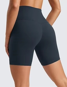 Shorts de cyclisme pour femmes, couleur unie, polyester et élasthanne, taille haute élastique avec cordon de serrage, foncé, écologique, respirant, sexy, pour soirée - Product Image 2