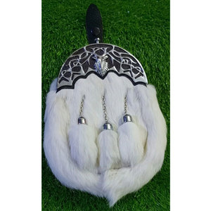 Handmade <b>White</b> Rabbit <b>Fur</b> <b>Dress</b> Sporran Staghead Cantle Scottish Kilt Sporran Custom OEM ODM - Product Image 1