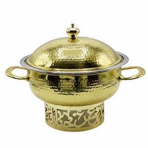 Plat à friture vintage en métal doré avec couvercle chauffe-plats plat de service en acier inoxydable de première qualité - Product Image 1