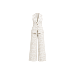 Women's Navy Blue Sleeveless <b>2</b>-<b>Piece</b> Long <b>Set</b> With <b>White</b> Stripe Loose Fit with Wide Leg Pants Spring Summer Minimalist Style <b>Set</b> - Product Image 3