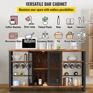 Industriale 55 pollici rustica rovere Bar fattoria legno caffè Bar per soggiorno sala da pranzo tavolo vino porta vetro - Product Image 2