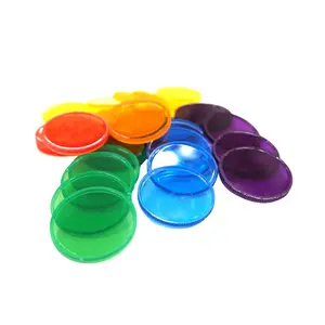 Juego de 1000 piezas de contadores transparentes de 1 pulgada, forma redonda, fichas de conteo de plástico, fichas de bingo de plástico, conteo de 6 colores