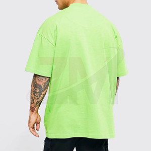 Camiseta Casual de Verano, Lisa, Verde Claro, Oversize, 100% Algodón Lavado, 210 Gramos, Estilo Urbano, Hip Hop, Marca Personalizada para Hombre - Product Image 4