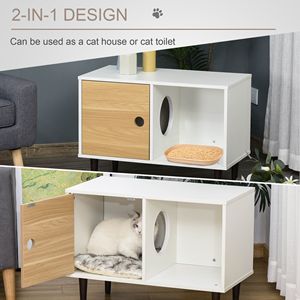 Cuccia Decorativa in Legno per Gatti con Cuscino Morbido, Mobili Rialzati per Animali Domestici, Cuccia per Cani e Gattini, Tavolino Laterale con Spazio Contenitore - Product Image 4