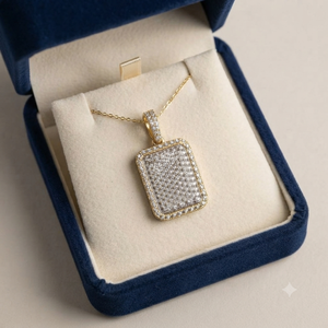 Collar con colgante de oro de 10K con diamante de laboratorio rectangular minimalista, estilo hip-hop, moderno y personalizado, ideal para regalo. - Product Image 5