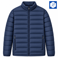 Veste matelassée noire pour homme, col montant, fermeture éclair, coupe-vent, manteau d'hiver décontracté, coupe régulière, extérieur en polyester