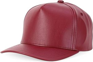 In Stock Blank Leather <b>Baseball</b> <b>Cap</b> Low MOQ Ready to Ship <b>Plain</b> 5 Panel PU Leather Hat for Custom Printing - Product Image 5