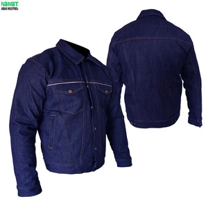 Mens Classic Indigo Blue Trucker Jacket Long Sleeve Casual Coat Durable Cotton Daily Wear Outerwear Cotton <b>Material</b> - Product Image 5