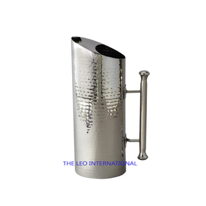 Stylish Fancy Unique Designer Hammered Texture Silver Shiny Polished Heavy Duty Metal Drinkware Fancy <b>Jug</b> With Golden Handles - Product Image 5