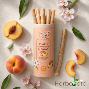 Paquetes de Miswak con Sabor a Durazno, 6 Palitos de Limpieza Dental Naturales para Hombres, Mujeres, Adultos, Hogar, Oficina, Viajes y Cuidado Bucal Diario - Product Image 1