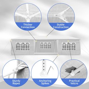 Tenda per Feste Personalizzabile 3x9m a 7 Lati in Ferro e Tessuto PE con Struttura a Una Camera da Letto e Parete Laterale Illuminata Opzionale Inclusa - Product Image 5