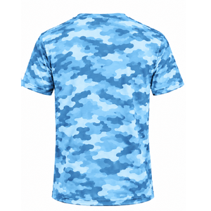 Sky Blue Camo T <b>Shirt</b> Men Short Sleeve Crew Neck <b>Camouflage</b> Print Athletic Training Gym Running Workout Performance Sportswear - Product Image 2