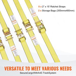 สายรัด8PK 2 "x 15 'แบบพรีเมี่ยม, สายรัดอี-แทร็คหักแรงบิด4400ปอนด์วงล้อแบบไม่มีที่สิ้นสุดสำหรับยึดสำหรับงานหนักในการเคลื่อนย้าย - Product Image 5