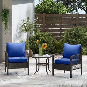 Set di 4 Cuscini Blu Navy per Sedie da Patio con Seduta e Schienale, Resistenti allo Sbiadimento, Cuscini e Imbottiture di Ricambio per Esterni - Product Image 2