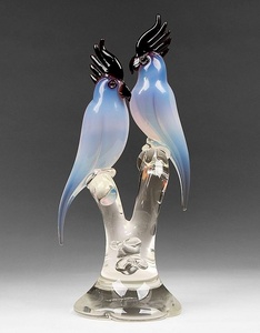Figurine d'oiseau hibou en verre de Murano avec feuille d'argent, design Art Déco, pour la vente en gros, ornements de table, artisanat, cadeau - Product Image 3