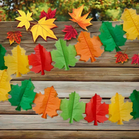 Guirlande de feuilles d'érable en papier de soie, décorations pour Halloween, Thanksgiving, Noël, 12', fabriquées à la main, prix d'usine, vente chaude